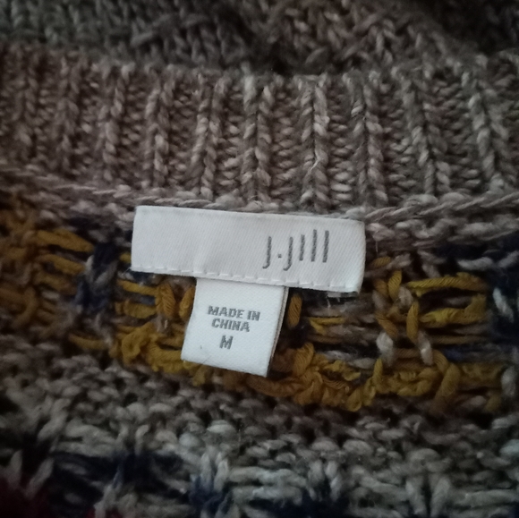 J. Jill Sweater Pullover Southwestern Navajo Fair Isle Nordic Cotton crew neck - Picture 6 of 7